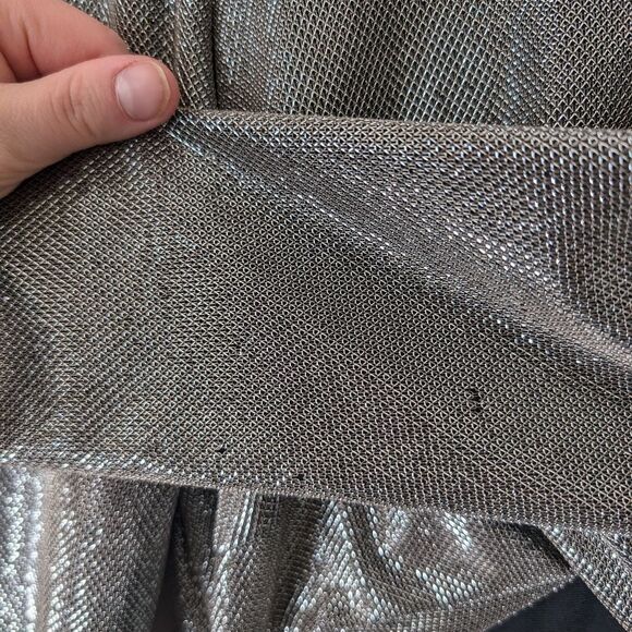 Black Halo Angie Jumpsuit Metallic Silver Black Flared Cutout Size 4 - Picture 8 of 16